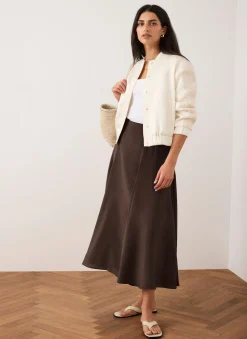 Brown A Line Midi Skirt