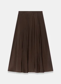 Brown A Line Midi Skirt