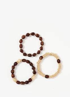 Brown Beaded Bracelet Set