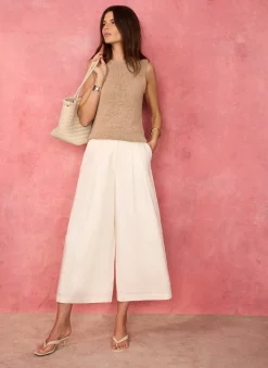 Brown Cotton Blend Knit Top