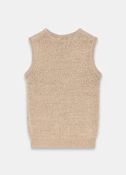 Brown Cotton Blend Knit Top