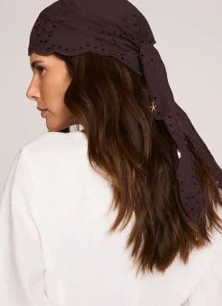 Brown Cotton Broderie Charm Scarf