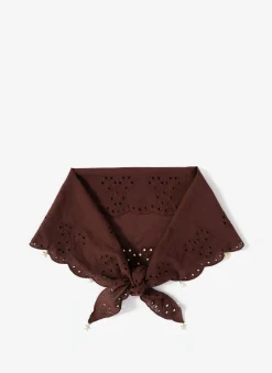 Brown Cotton Broderie Charm Scarf
