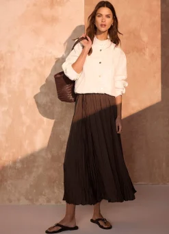 Brown Crinkle Maxi Skirt