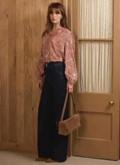 Brown Floral Print Blouse
