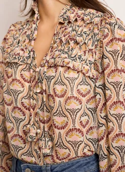 Brown Floral Print Blouse