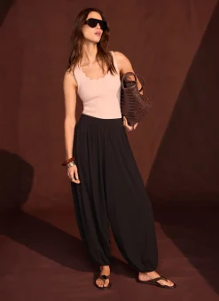 Brown Jersey Balloon Trousers