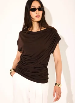 Brown Layered Drape Top