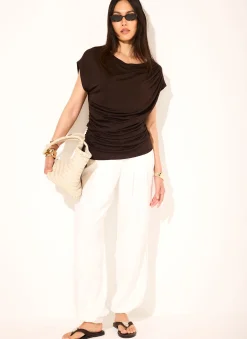 Brown Layered Drape Top