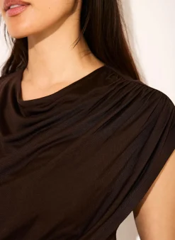 Brown Layered Drape Top