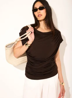 Brown Layered Drape Top