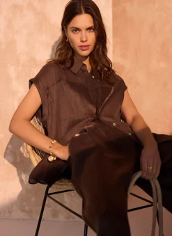 Brown Linen Blend Shirt