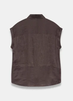 Brown Linen Blend Shirt