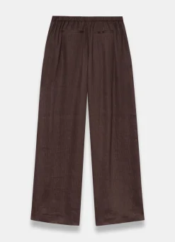 Brown Linen Blend Wide Leg Trousers
