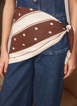 Brown Polka Dot Print Scarf
