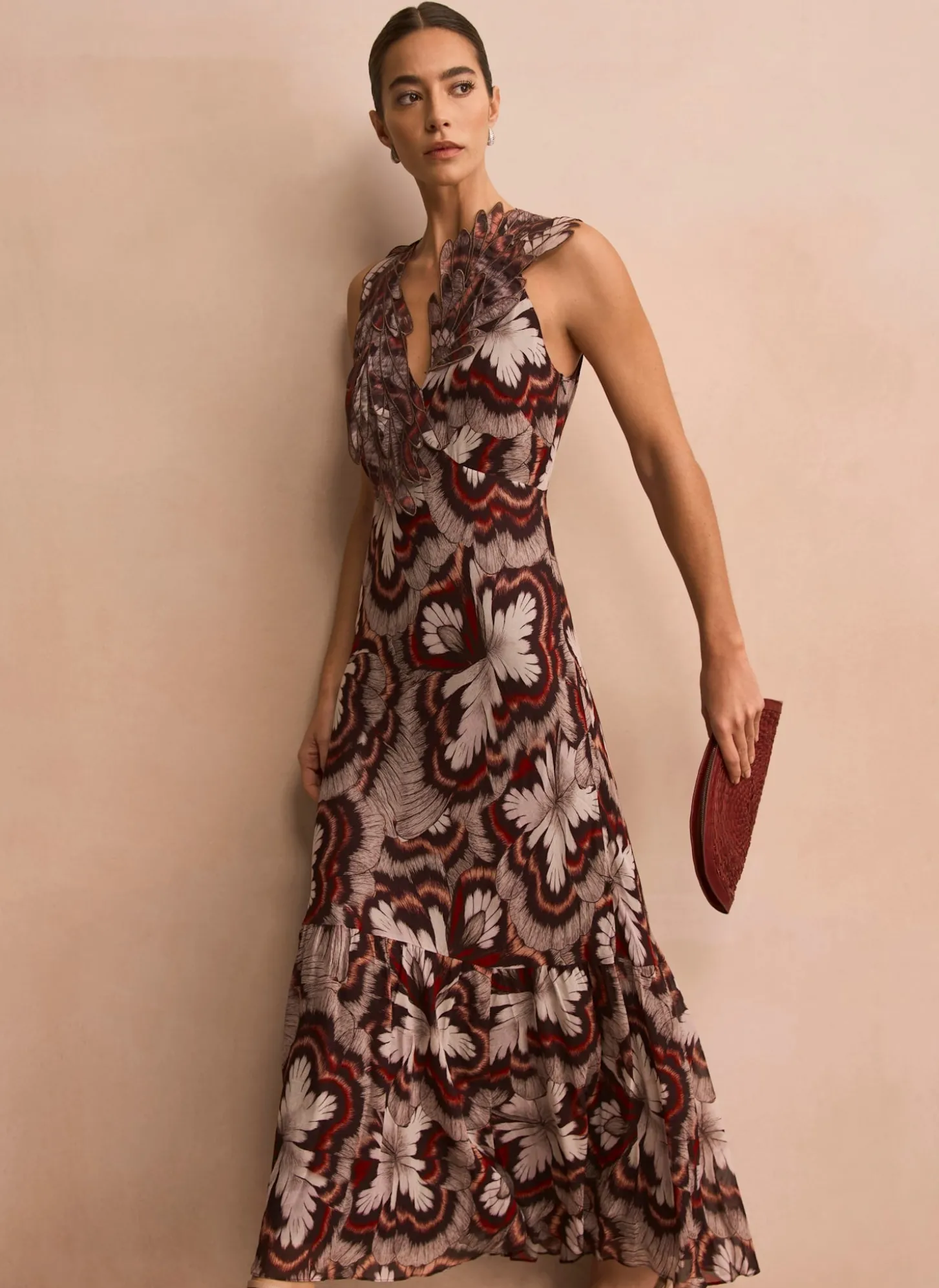 Brown Printed Maxi Dress