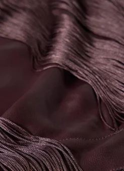 Brown Satin Fringe Waist Scarf