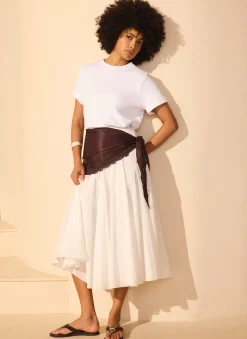 Brown Satin Lace Trim Scarf