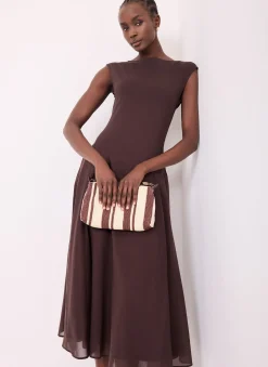 Brown Sleeveless Midi Dress