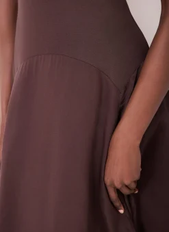 Brown Sleeveless Midi Dress
