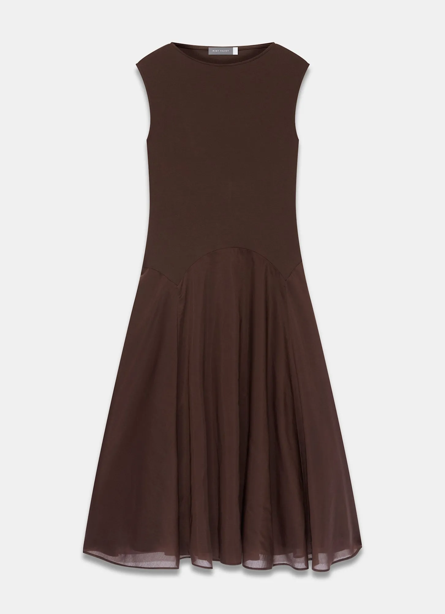 Brown Sleeveless Midi Dress