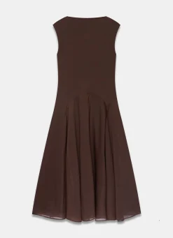 Brown Sleeveless Midi Dress