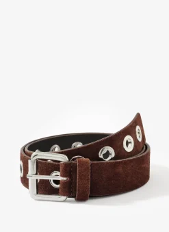 Brown Suede Eyelet Belt