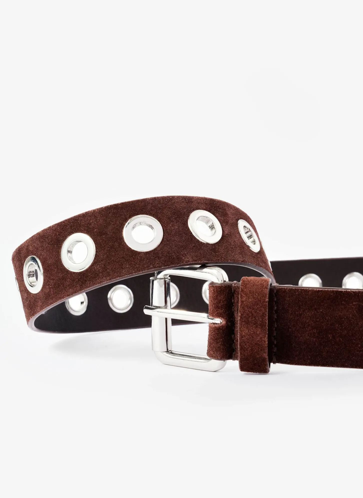 Brown Suede Eyelet Belt