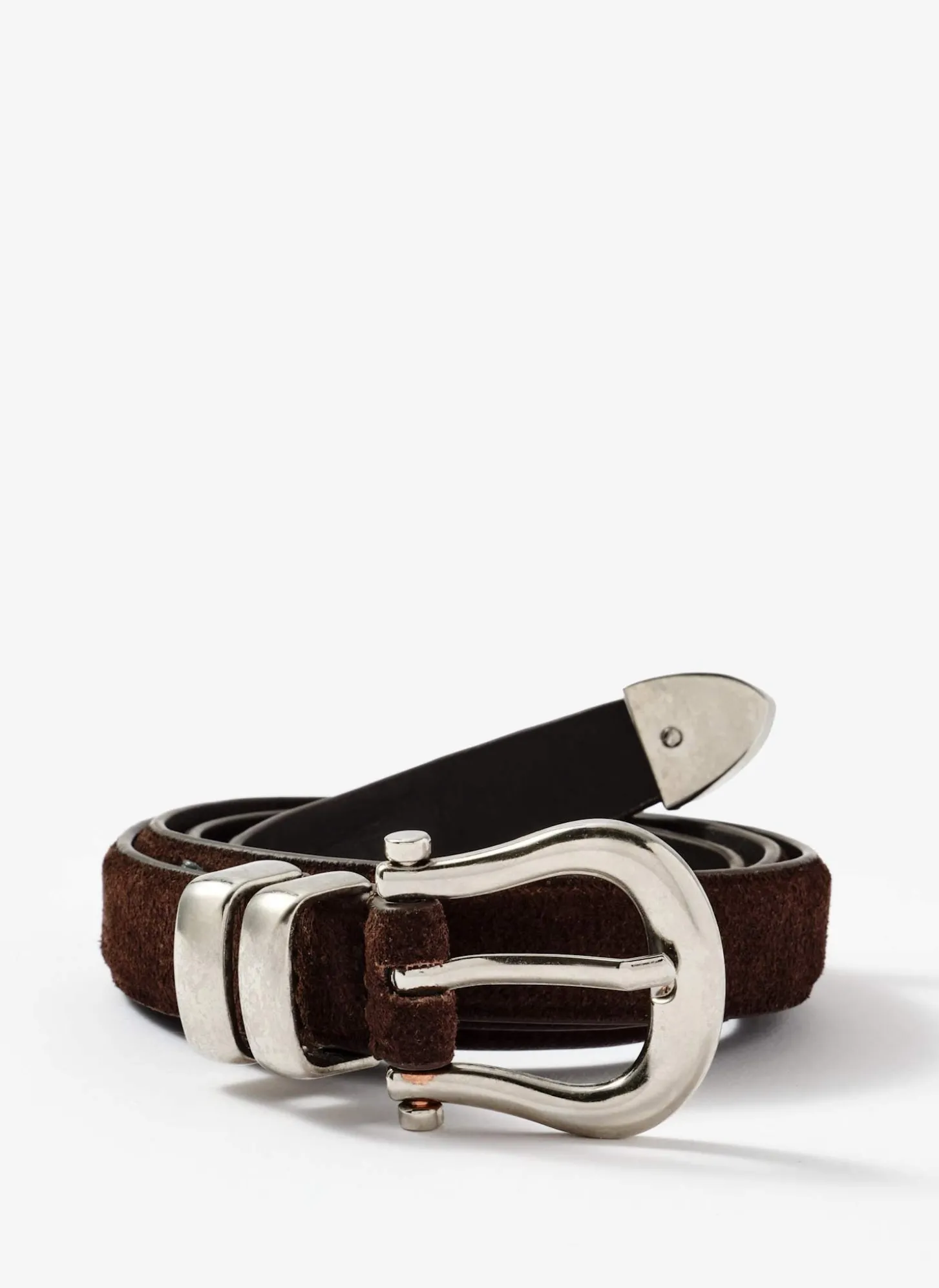 Brown Suede Slim Belt