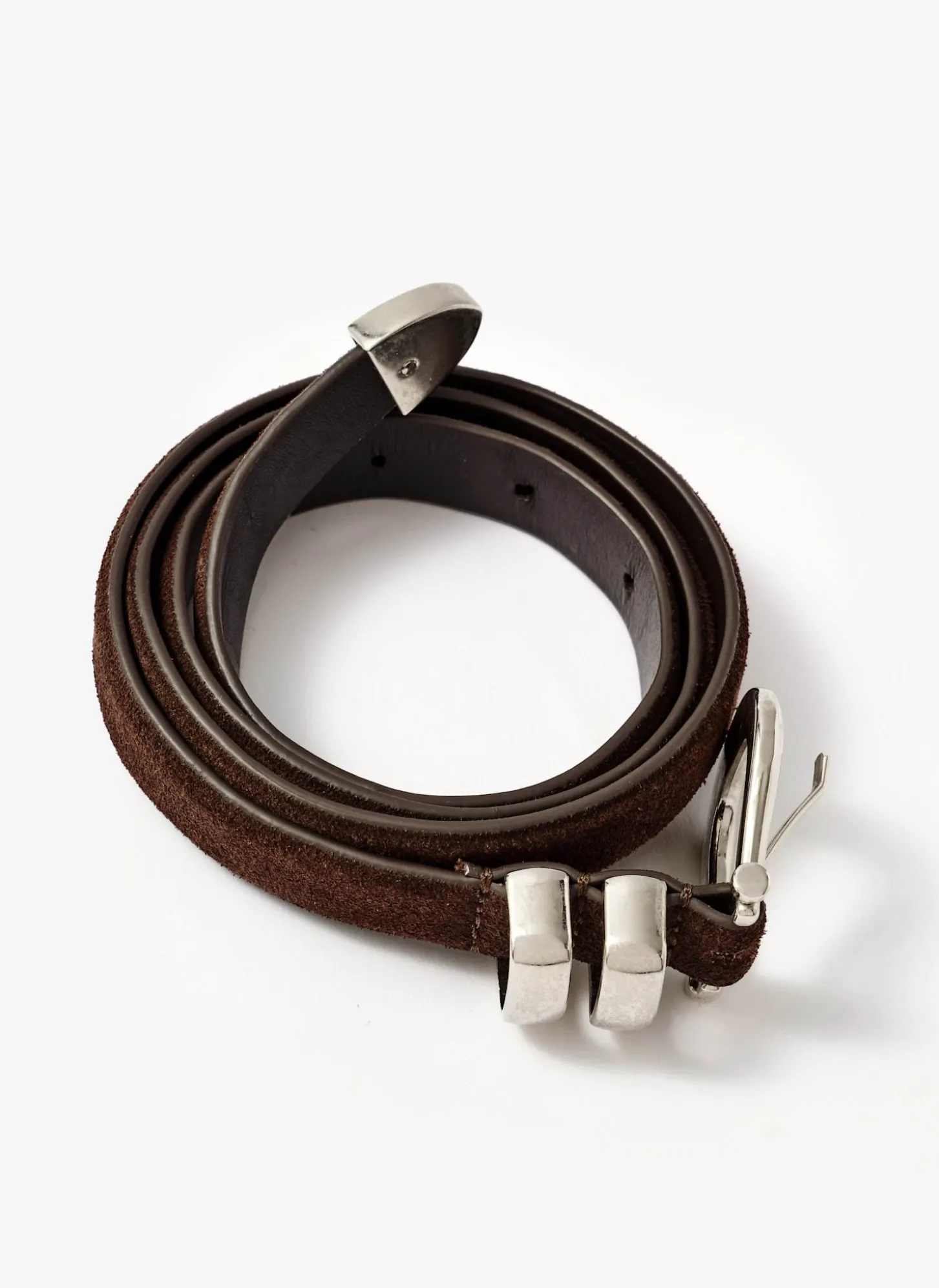 Brown Suede Slim Belt