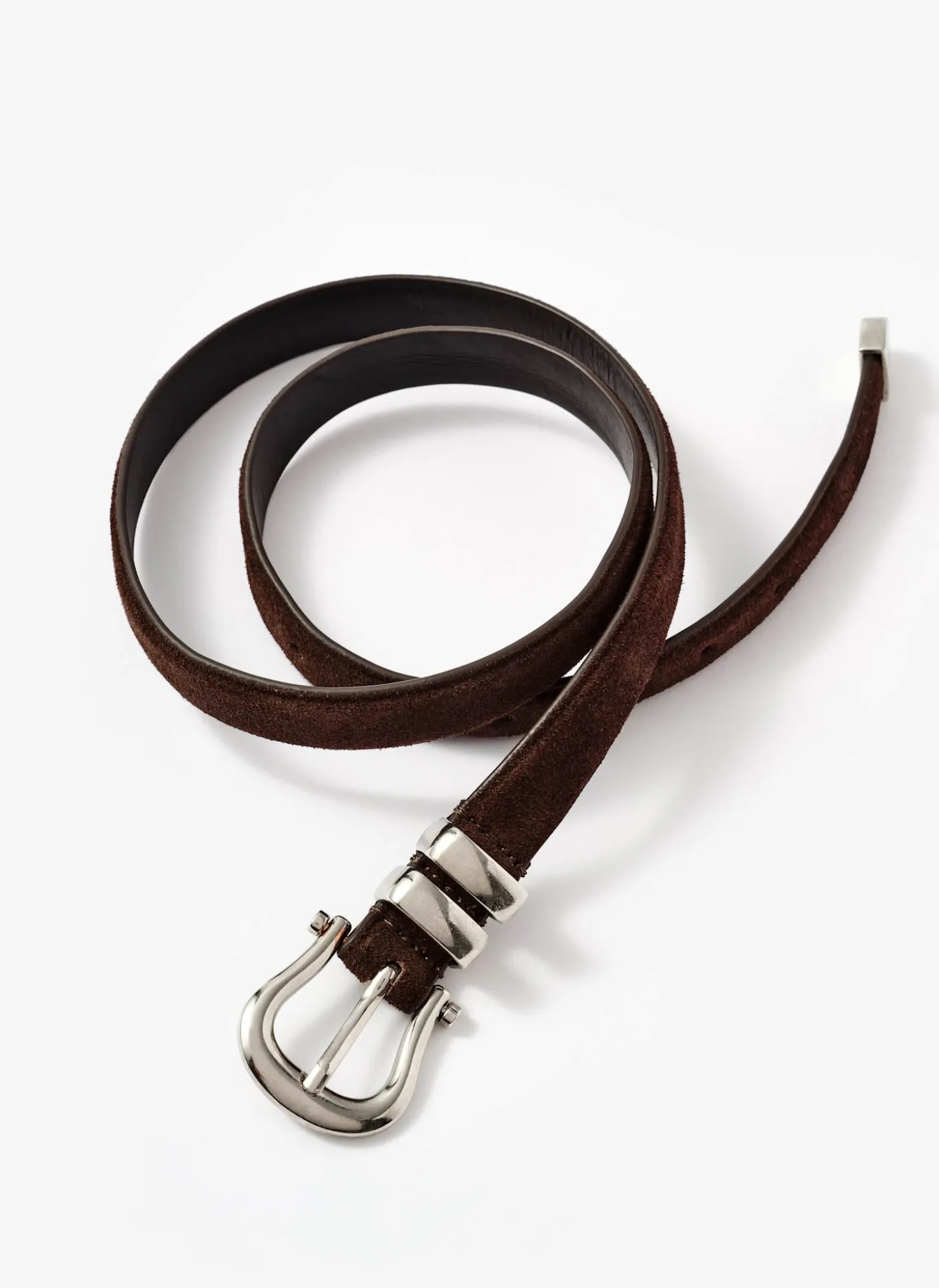 Brown Suede Slim Belt