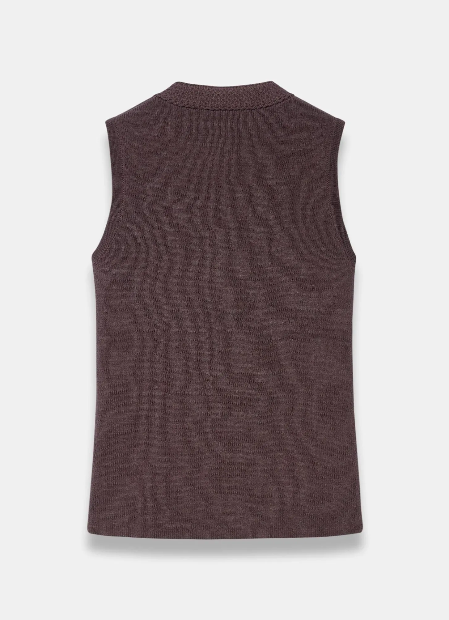 Brown Sunray Button Knit Sleeveless Top
