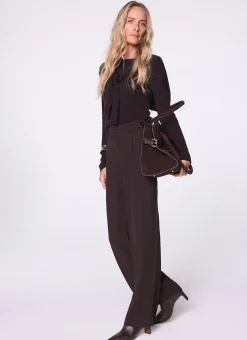 Brown Tailored Wide Trousers