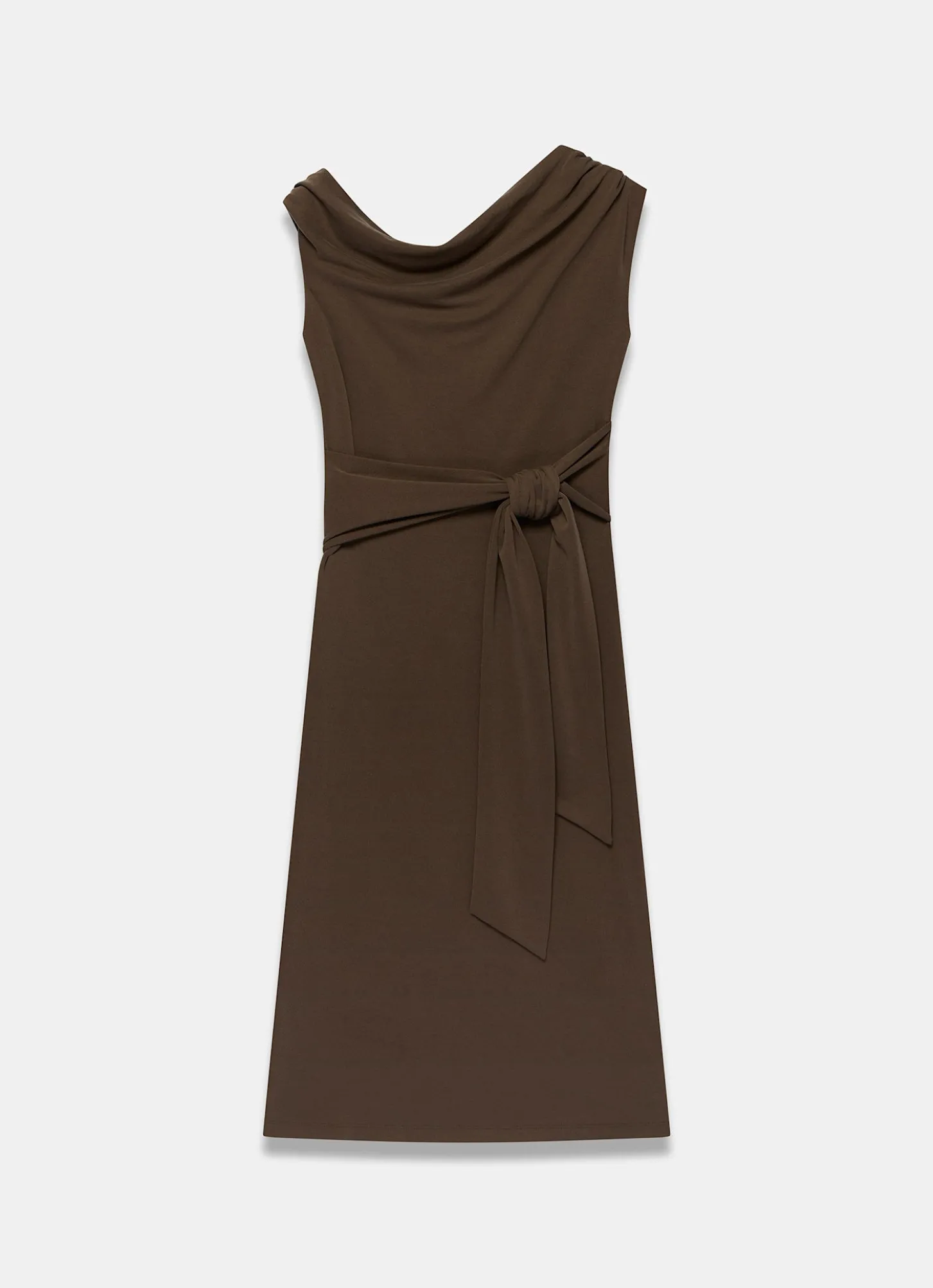 Brown Tie Detail Midi Dress