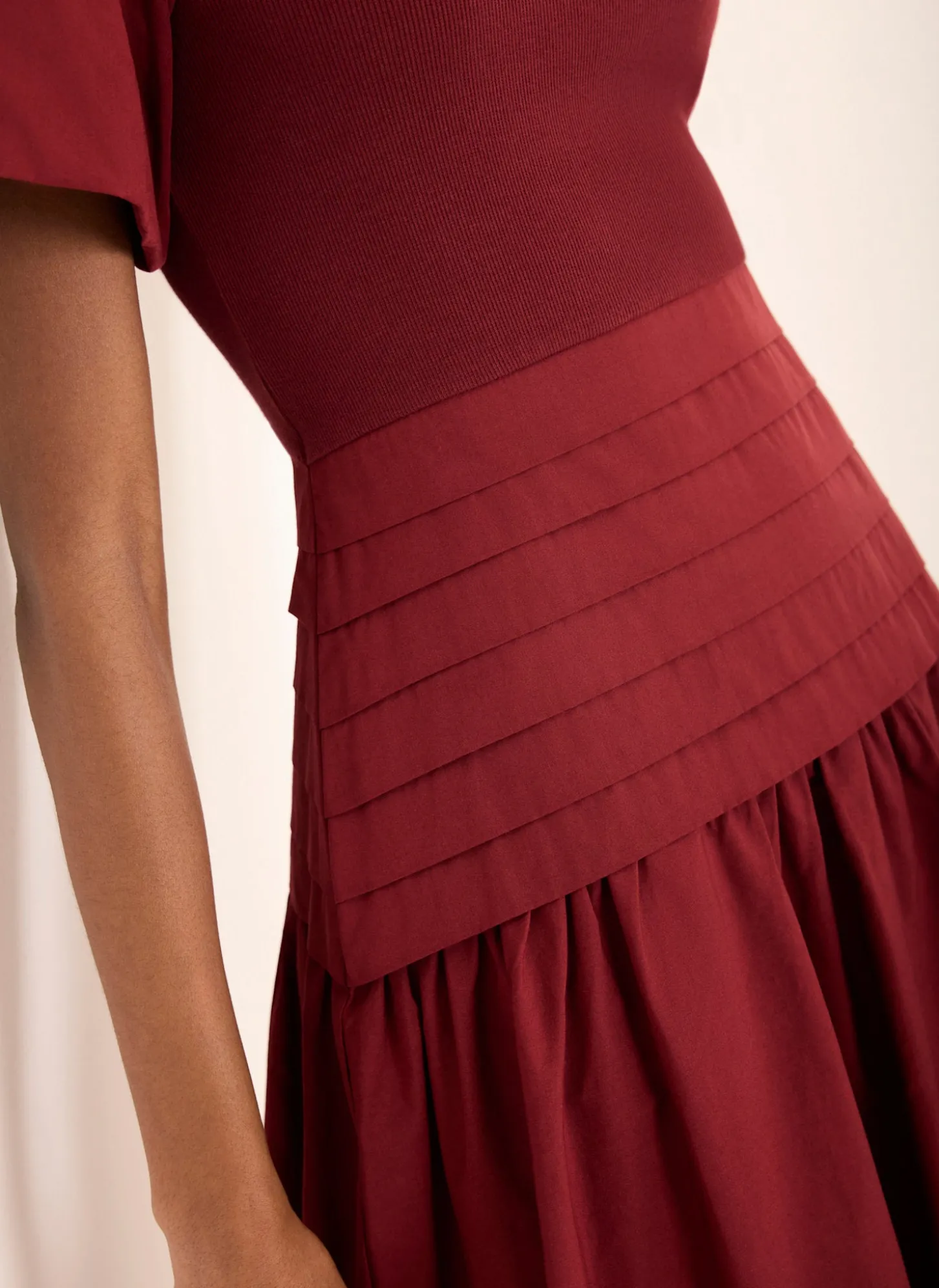 Burgundy Cotton Blend Maxi Dress