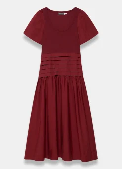 Burgundy Cotton Blend Maxi Dress