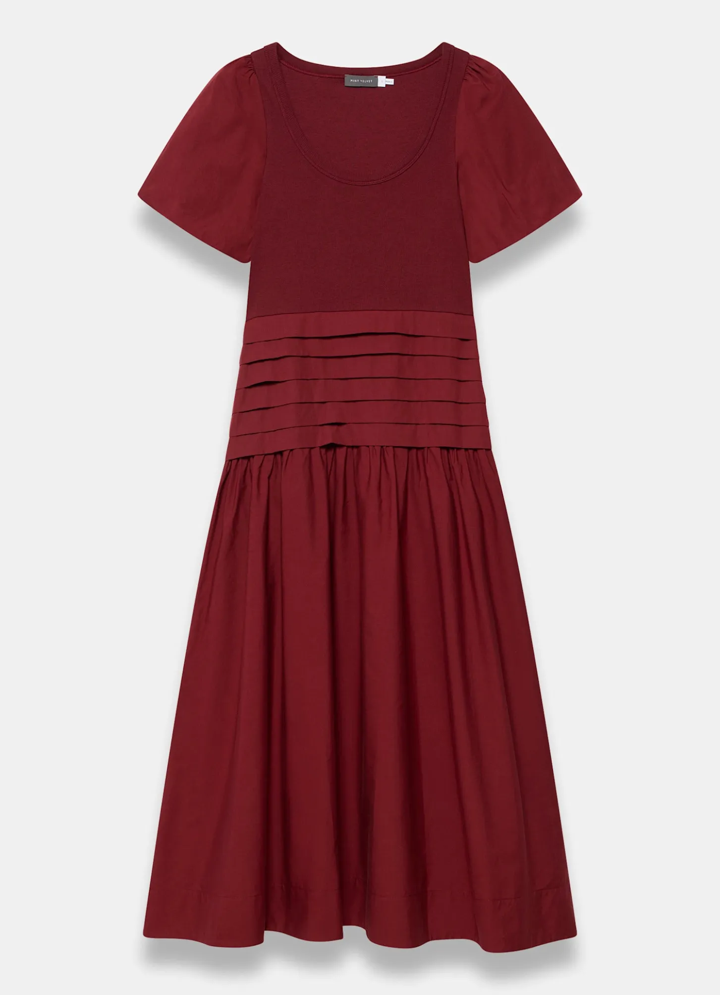 Burgundy Cotton Blend Maxi Dress