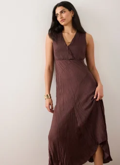 Burgundy Crinkle Maxi Dress