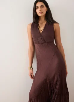 Burgundy Crinkle Maxi Dress