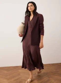 Burgundy Crinkle Maxi Dress