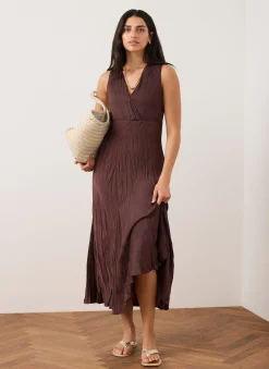 Burgundy Crinkle Maxi Dress