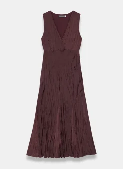 Burgundy Crinkle Maxi Dress