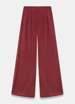 Burgundy Darted Wide Leg Trousers