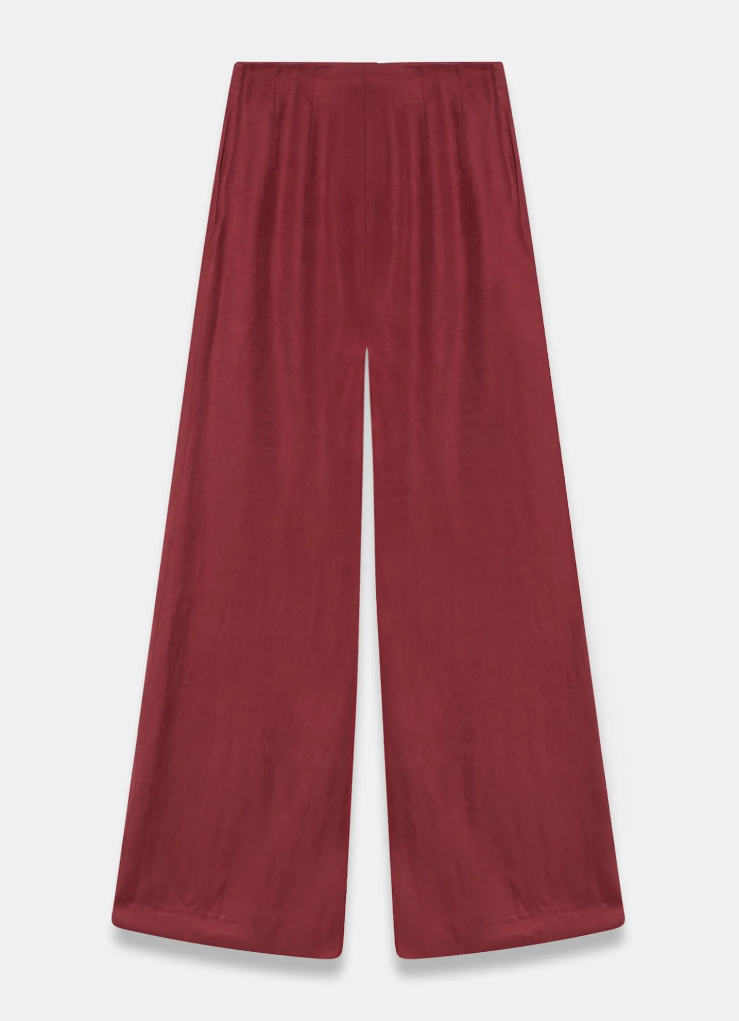 Burgundy Darted Wide Leg Trousers