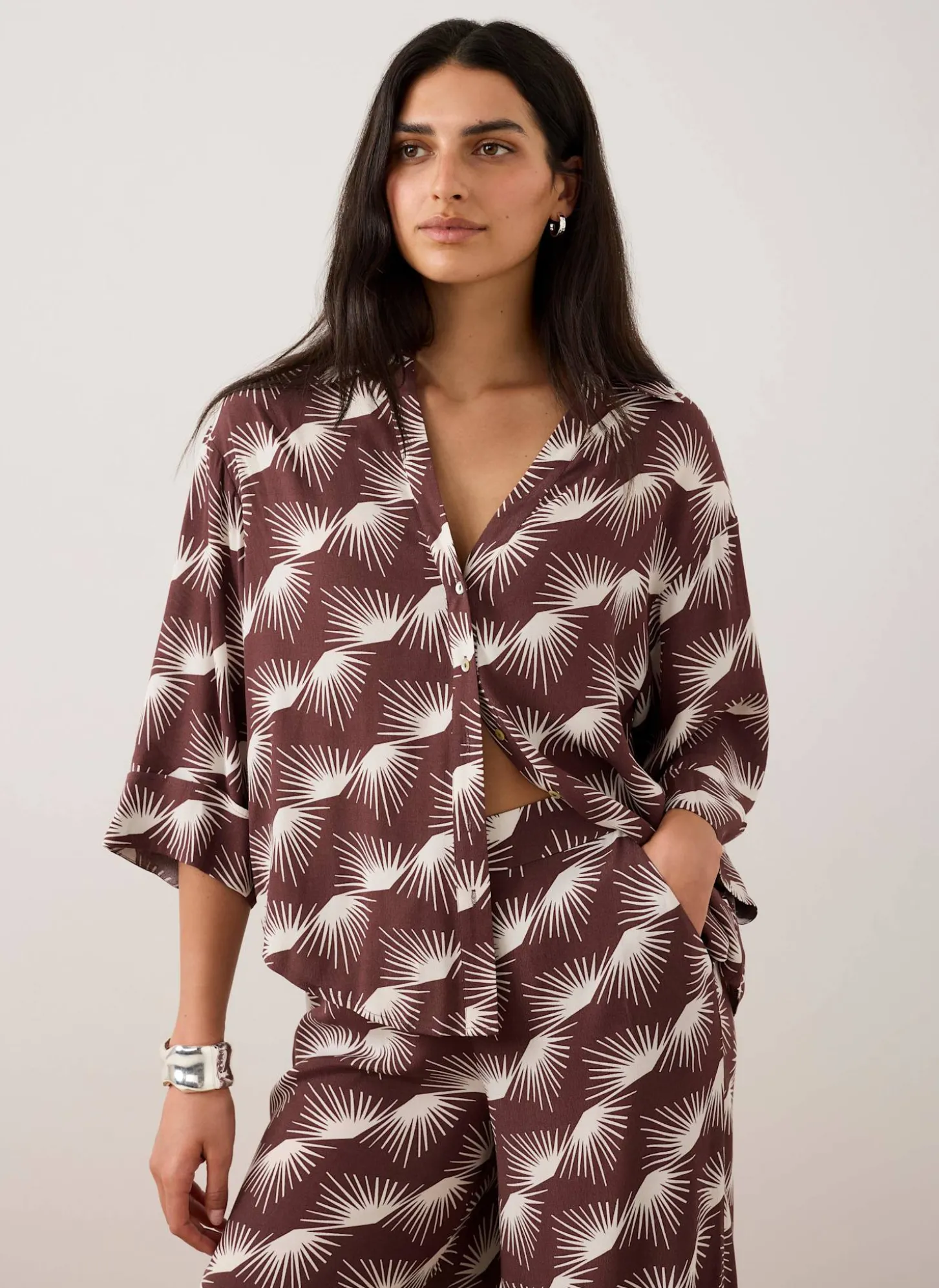 Burgundy Graphic Print Shirt