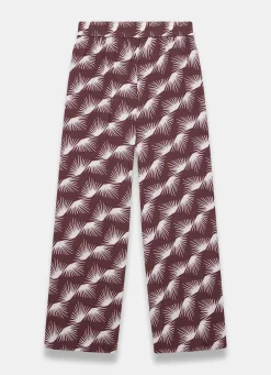 Burgundy Graphic Print Wide Leg Trousers