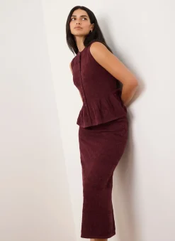 Burgundy Knit Midi Skirt