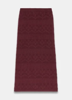 Burgundy Knit Midi Skirt