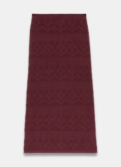 Burgundy Knit Midi Skirt