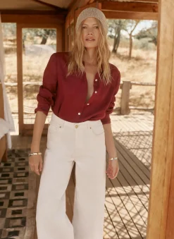 Burgundy Linen Blend Shirt